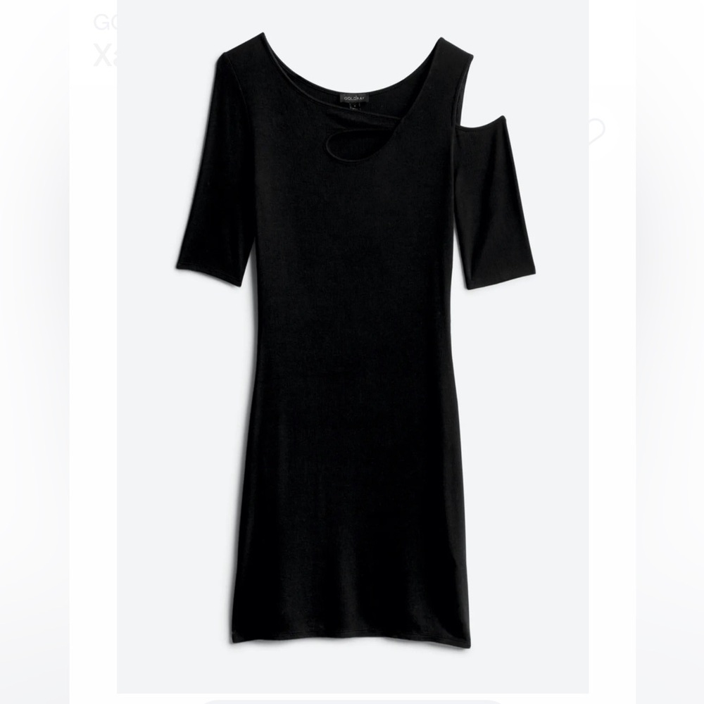 GOLDRAY Xandra Ribbed Knit Dress - Black - Size Large